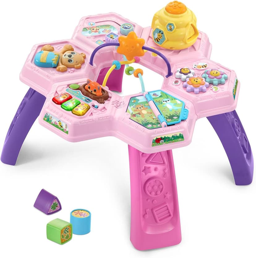 VTech Buzz and Learn Activity Table with Seven Interactive Play Zones, Pink