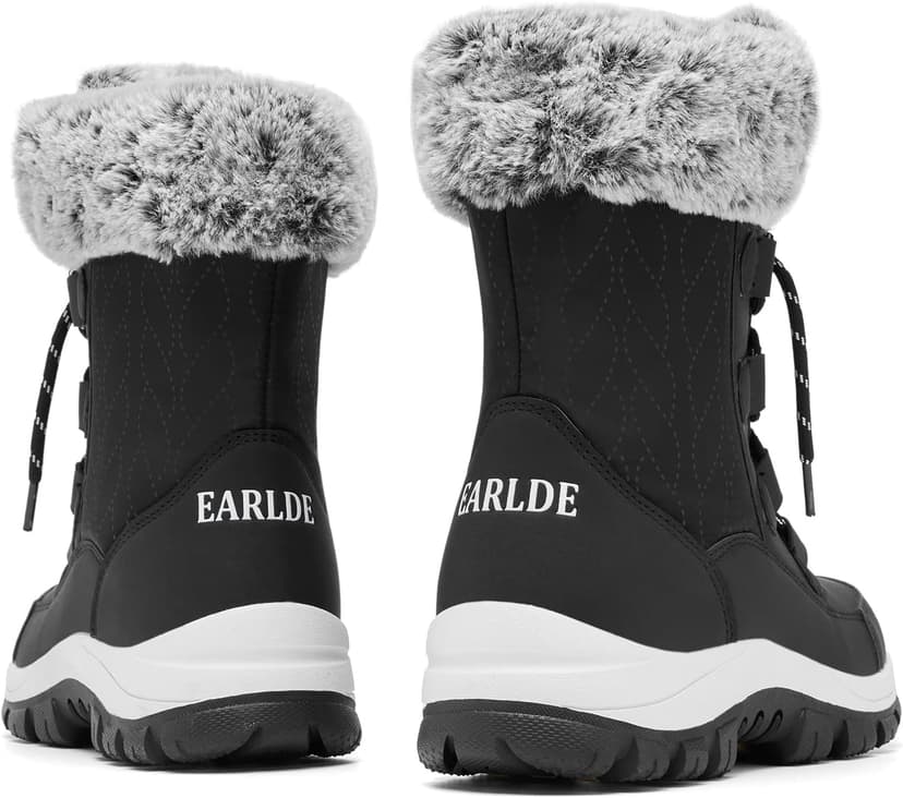 EARLDE Women's Snow Boots Waterproof Winter Boots Mid-Calf Outdoor Lightweight Warm Faux Fur Lined with Non-slip Sole
