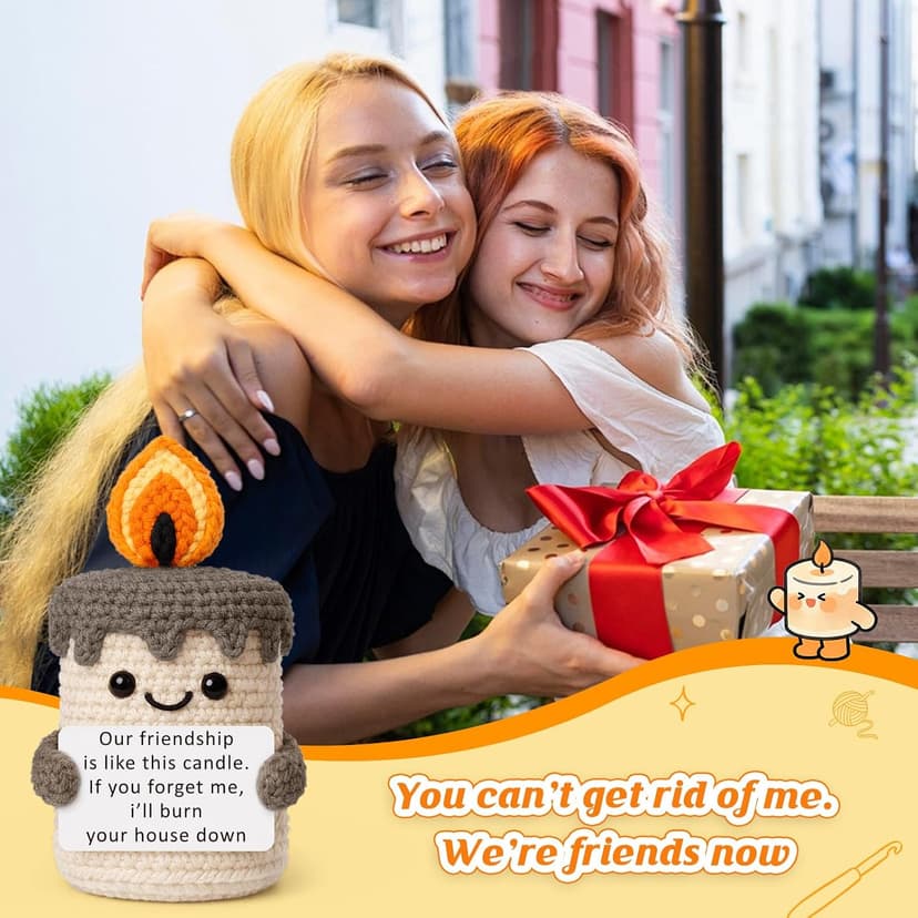 YUEYUQIU Funny Best Friend Birthday Gifts for Women Men, Handmade Crochet Candle Decor, Sarcastic Friendship Presents for Bestie Sister, Cute Birthday Christmas Gag Gift, Dark Humor Desk Accessories B0GHDZ4BJM