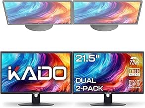 Kado Dual Monitor Setup - 2-Pack 22" 1920x1080 Computer Monitor 75Hz VESA Mount HDMI Office Gaming Hybrid Built-in Speakers (E22 Dual Series)