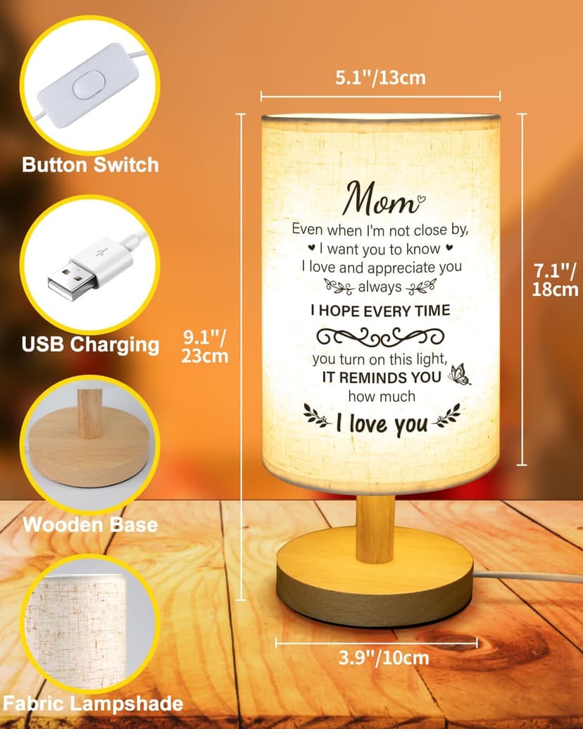 Birthday Gifts for Mom from Daughter Son, Christmas Mothers Day Gifts for Mom Gifts, Mother Lamp Decor for Bedroom Decor SOUHONEY Gifts for Mom from Daughter Son, Table Lamp for Mom Birthday Gifts B0CZP5CH5T