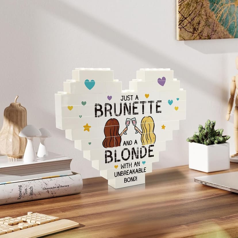 Acrylic heart building blocks, unbreakable bond desk decor, birthday gift for best friend, bestie, friend or soul sister Friendship Gifts for Women, Bestie Heart Building Block Decor B0FWY33Y5V