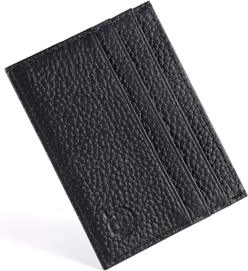 URAQT Credit Card Holder Wallet, RFID Blocking Leather Ultra Slim Wallet, Thin Minimalist Credit Card Case Card Protector, Front Pocket Wallets for Men, Women - 6 Card Slots and 1 Pockets (Black)