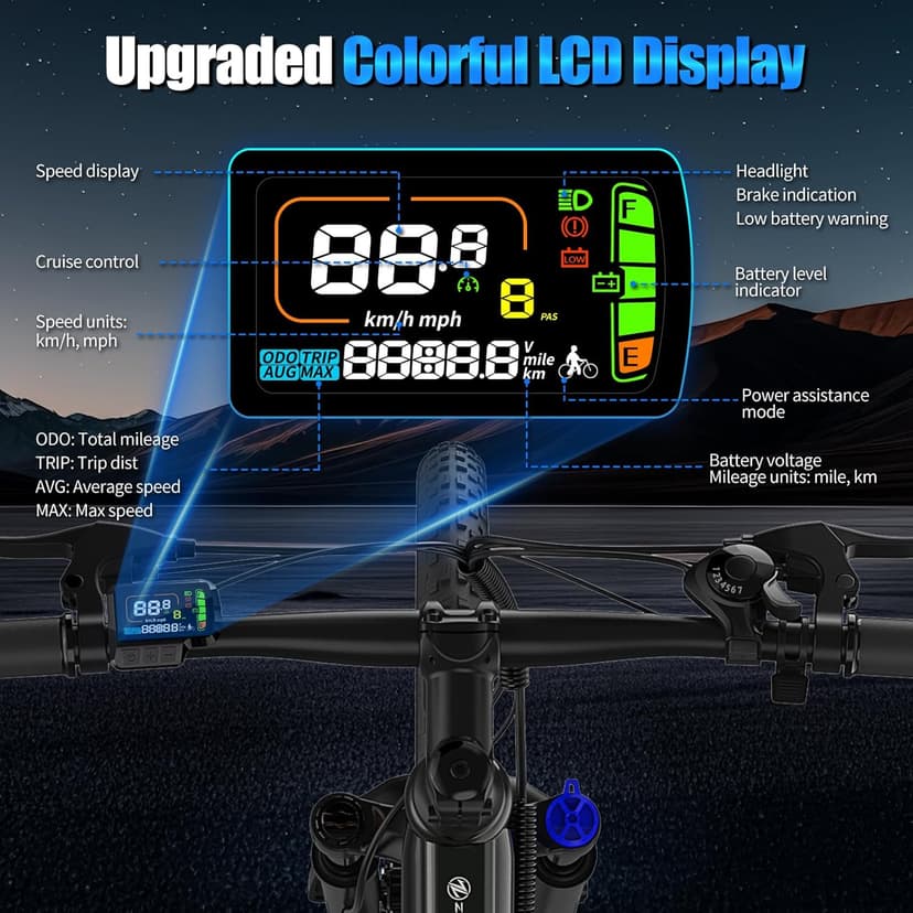 Electric Bike for Adults, 1000W Peak Motor, 60 Miles 22Mph Electric Bike, 26" Commuter E Bikes with 48V Built-in Removable Battery, Step-Thru Ebike, Adjustable Stem, 7-Speed & Front Suspension