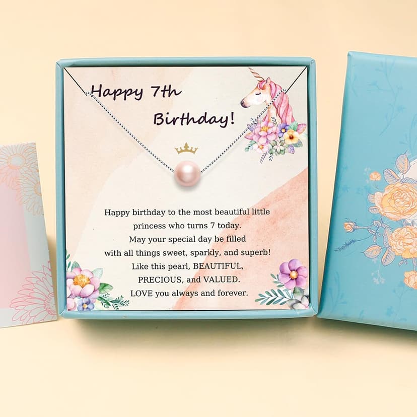 Sereney Birthday Gifts for Girls Women, Sterling Silver Pearl Necklace as 7 9 10 11 13 15 16 18 21 30 40 50 60 Year Old Birthday Gifts, Single Pearl Necklace as Bday Gifts for Friends Lockets