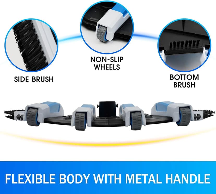 Enhanced Pool Vacuum Head with Direction-Control Handle - Extra-Wide 4LB Professional Weighted Vac Heads Brush & Wheels for Vinyl Liner-Deep Cleaning for Inground & Above Ground Swimming Pool - Blue