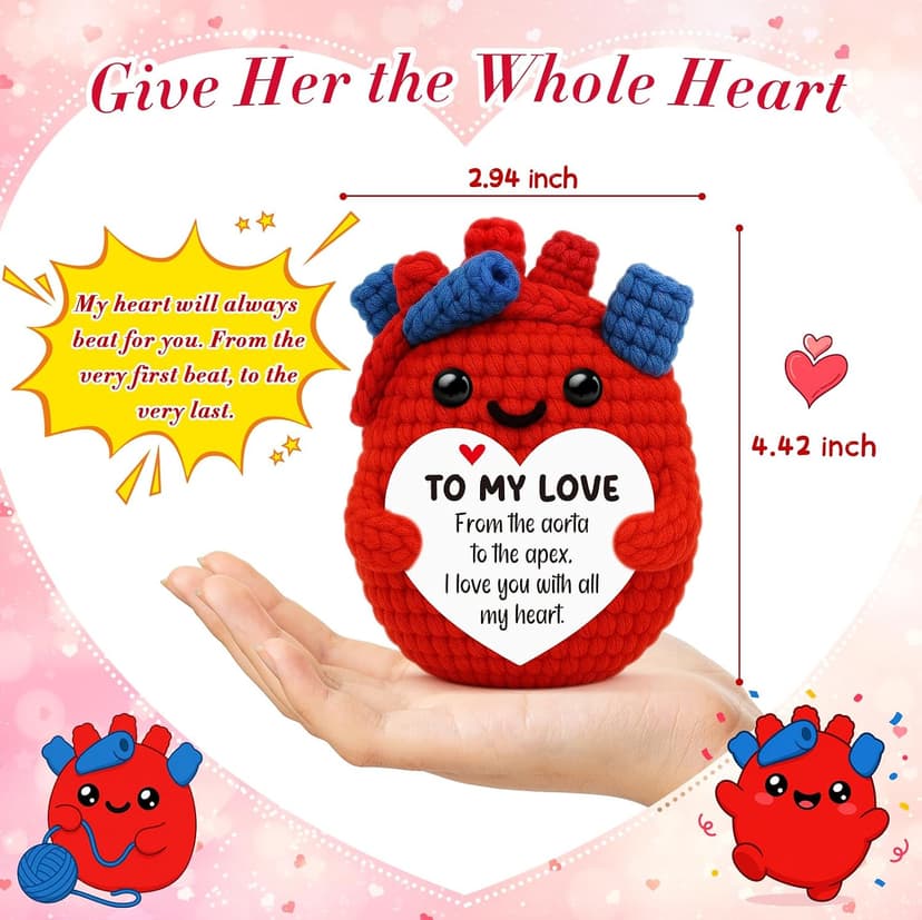 Crochet Heat Christmas Valentines Day Stocking Stuff Gifts for Girlfriend,Wedding Romantic Long-Distance I Love You Gifts for Girlfriend Gf,Anniversary Birthday Gifts for Girlfriend