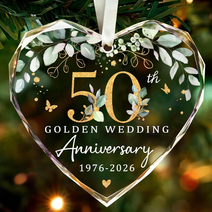 Marriage Gifts for Parents,50th Anniversary Marriage Gifts for Couple Golden Wedding Decorations,Golden Wedding Gift 50th wedding anniversary gifts,Happy 50th Anniversary Ornament B0H1WN27QW
