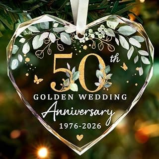 Marriage Gifts for Parents,50th Anniversary Marriage Gifts for Couple Golden Wedding Decorations,Golden Wedding Gift 50th wedding anniversary gifts,Happy 50th Anniversary Ornament B0H1WN27QW