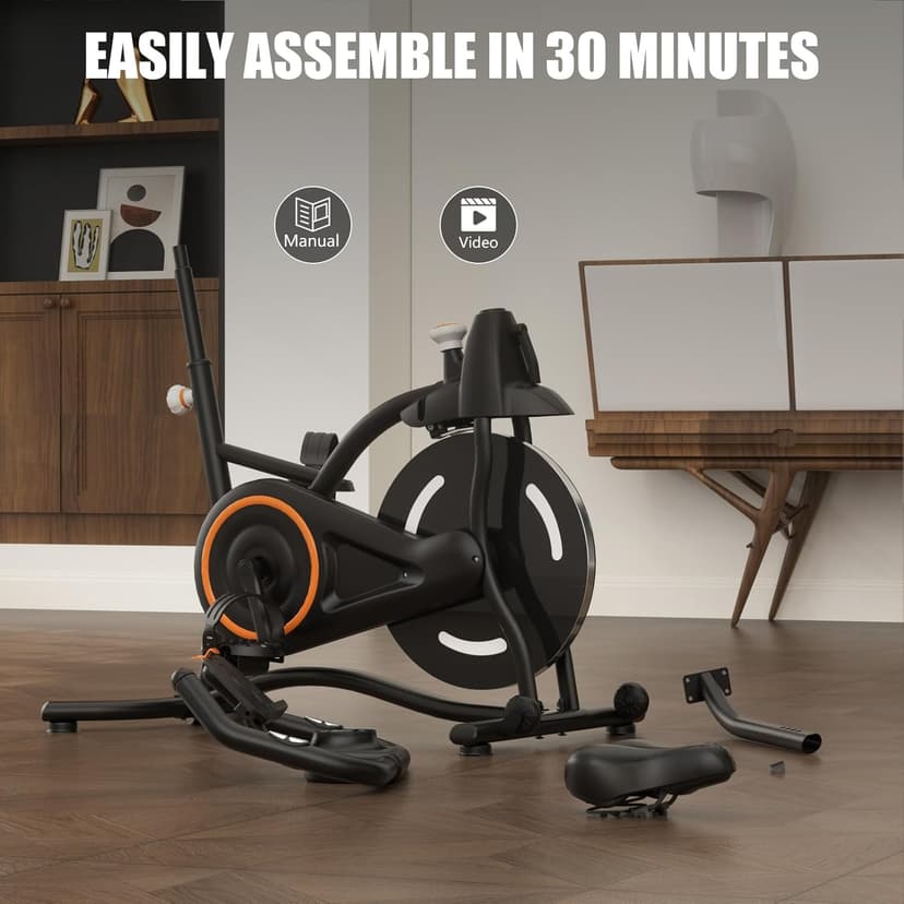 Hillhub Exercise Bike, Stationary Bikes for Home with Grip Pulse Sensor and Stepless Resistance Adjustment, Compact Indoor Cycling Bike with Tablet Mount, Compatible with APP Sync