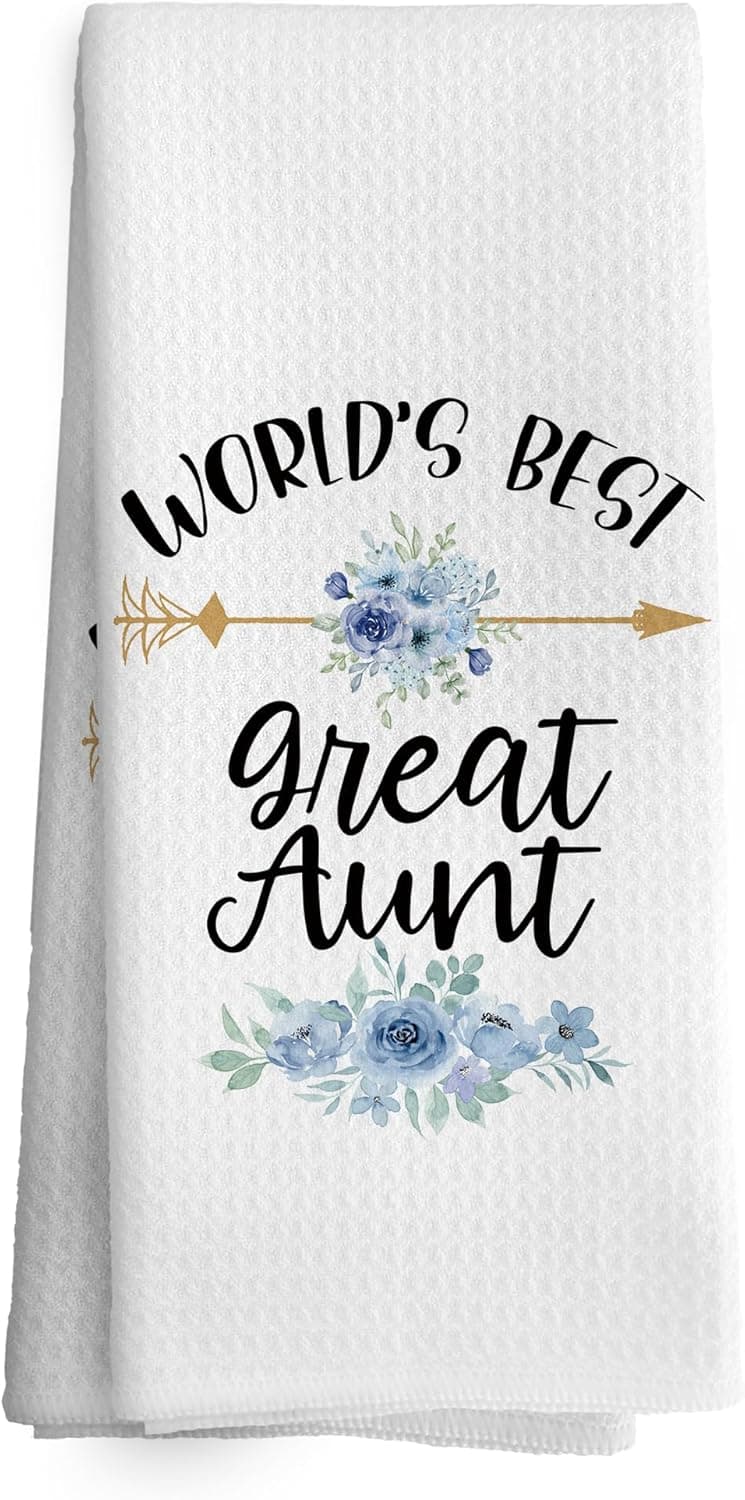 Great Aunt Gifts Kitchen Towels, Aunt Gifts from Niece Dish Towel Dishcloth 16x24 Inches, Auntie Appreciation Gift Decorative Absorbent Hand Tea Towels Decor