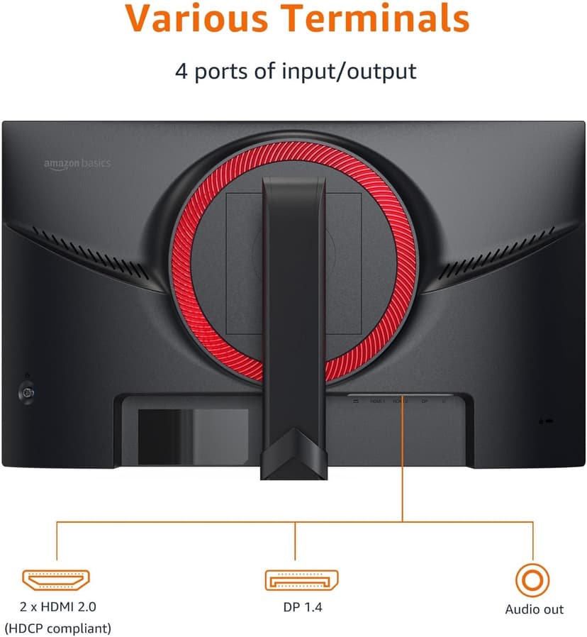 Amazon Basics 24 Inch (23.8 inch viewable) Gaming Monitor, FHD 1080P, 165Hz, VESA Compatible, Adaptive sync, 1ms Response, Black