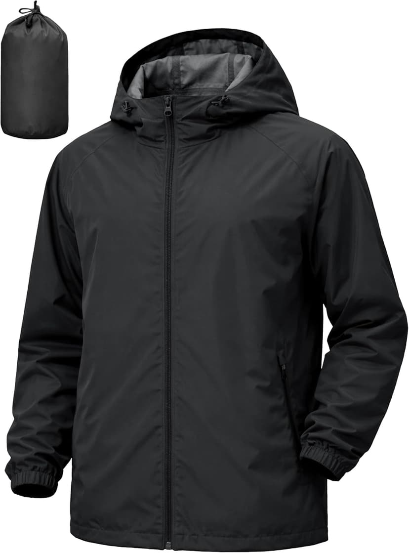 UIQUR Men's Rain Jacket Windbreaker Waterproof Jacket Raincoat Cycling Running Hiking Gear Hood Lightweight Packable