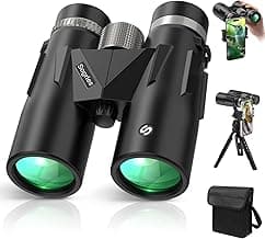 12x42 HD Binoculars for Adults with Phone Adapter, Tripod & Tripod Adapter - BAK4 Prism, FMC Lens, Waterproof & Fogproof, High Powered Scope for Bird Watching, Hunting, Hiking, Travel