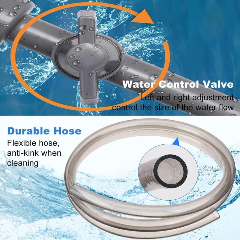 Hot Tub Vacuum Spa Vac, Manual Spa Vacuum Wand Cleaner 10ft Cordless Pool Cleaner, Hot Tub Suction Pipe Siphon Constant Suction, Handheld Flexible Hose for Dirt,Grass, Debris with 3 Cleaner Heads