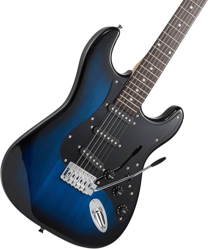 Ashthorpe 39-Inch Electric Guitar (Blue-Black), Full-Size Guitar Kit with Padded Gig Bag, Tremolo Bar, Strap, Strings, Cable, Cloth, Picks