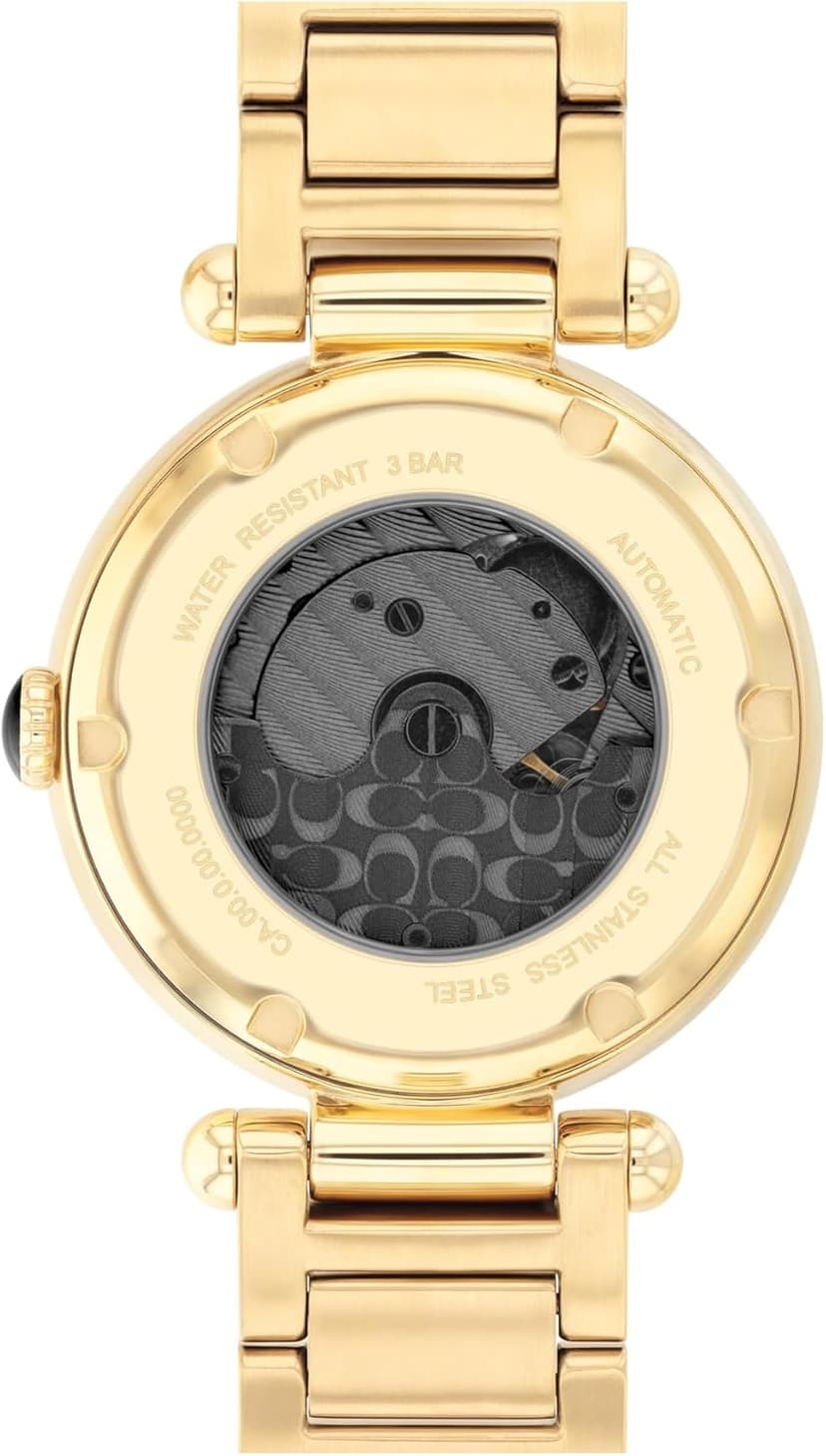 COACH Cary Women’s Automatic Watch – Link Bracelet – 2-Hand Movement – Crystal Bezel - for Day or Night wear, Gift for Her - 34mm
