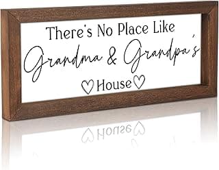 Yousoontic Grandparents Gift from Grandkids There's No Place Like Grandma & Grandpa's House Wooden Sign Farmhouse Home Decor for Father's Day Birthday Xmas Thanksgiving Gift (Dark Brown,11.8 Inch)