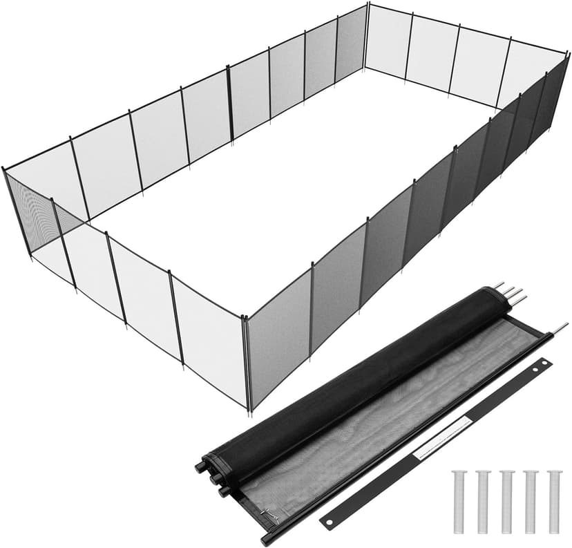 VINGLI Swimming Pool Fence 4Ft x 108Ft, Ground Safety Fencing, Black