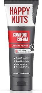 HAPPY NUTS Comfort Cream Deodorant For Men: Anti-Chafing Sweat Defense, Odor Control, Aluminum-Free Mens Deodorant & Travel Essential for Men's Private Parts 3.4 fl oz (Original)