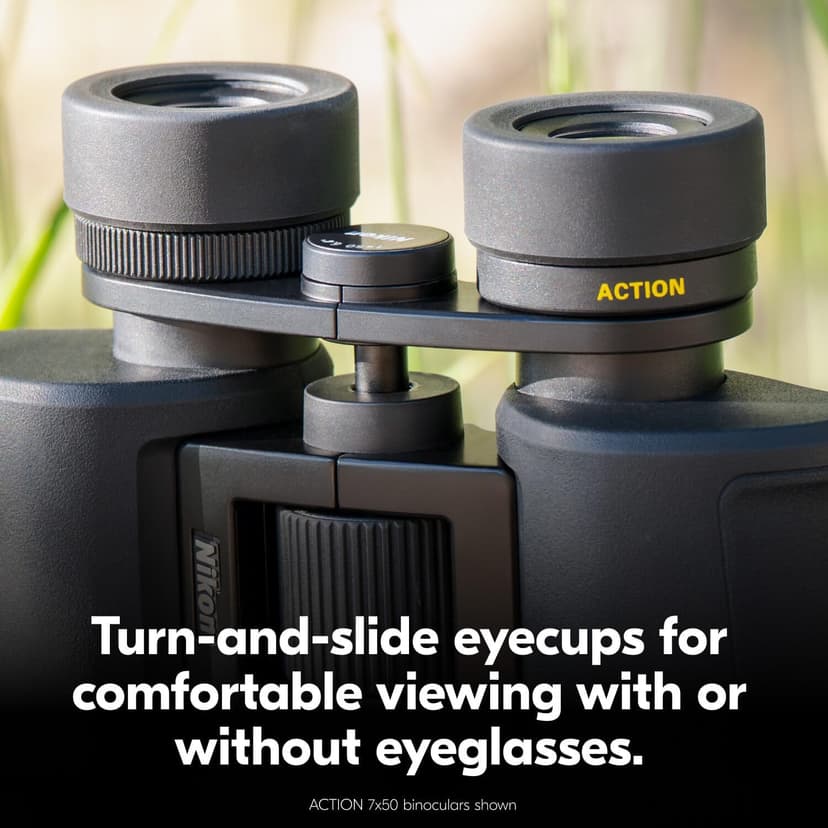 Nikon Action 8x42 Binocular | Multilayer-Coated Nikon Optics, Bright, Wide View, 8X Power, Turn-and-Slide Adjustable eyecups and Tripod-Ready Porro-Prism Design