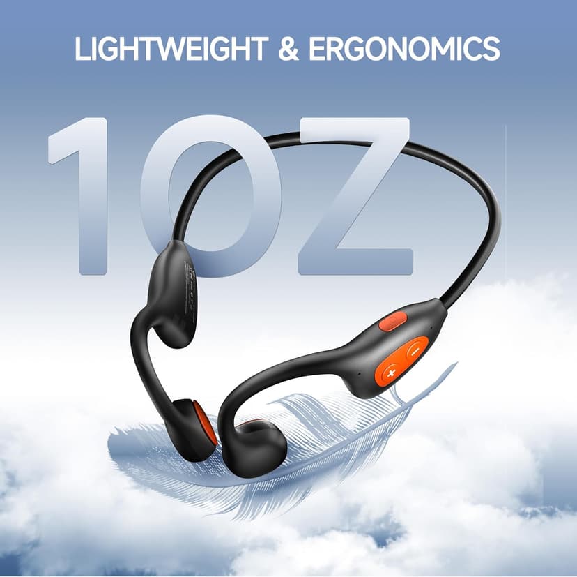 Acjohtin Open Ear Headphones, Bluetooth 6.1 Wireless Air Conduction Headphones Sport Earbuds,IPX6 Waterproof,Clear Call,Lightweight Earphones for Running Cycling Workouts (Black)