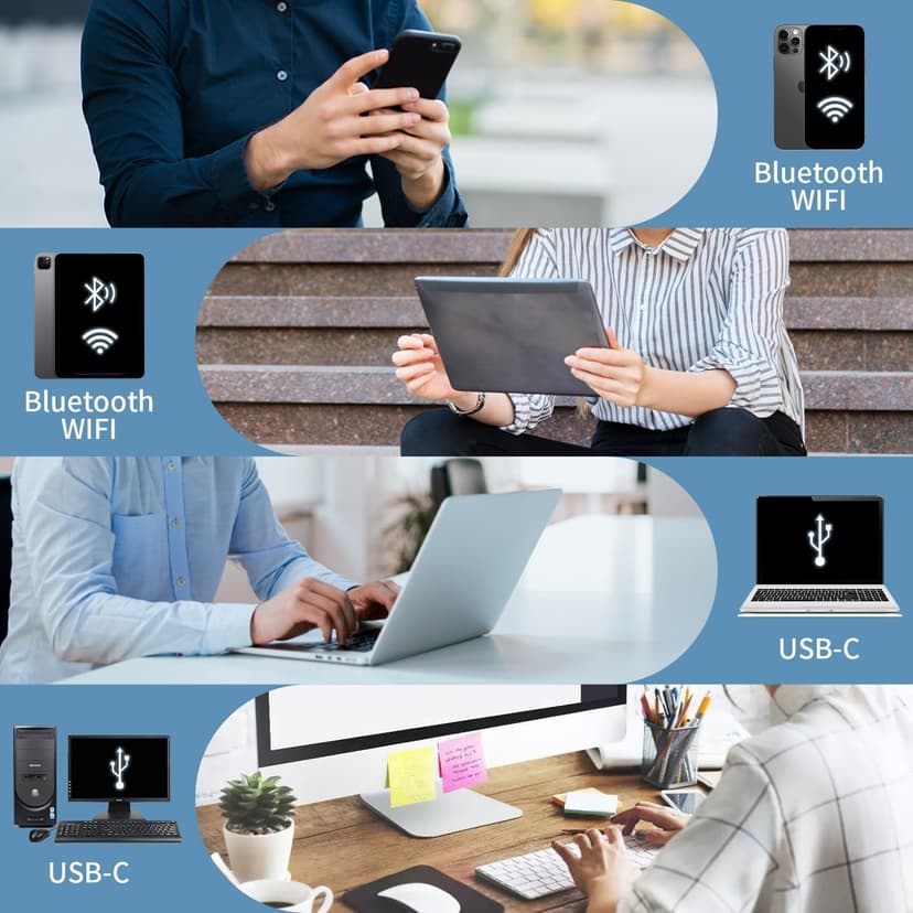 Rongta Portable Printer Wireless for Travel, F82 Inkless Bluetooth Thermal Printers, Compatible with iOS, Android, Laptop, Support 8.5"x11" US Letter&A4 for Office, Home, Car (Black)