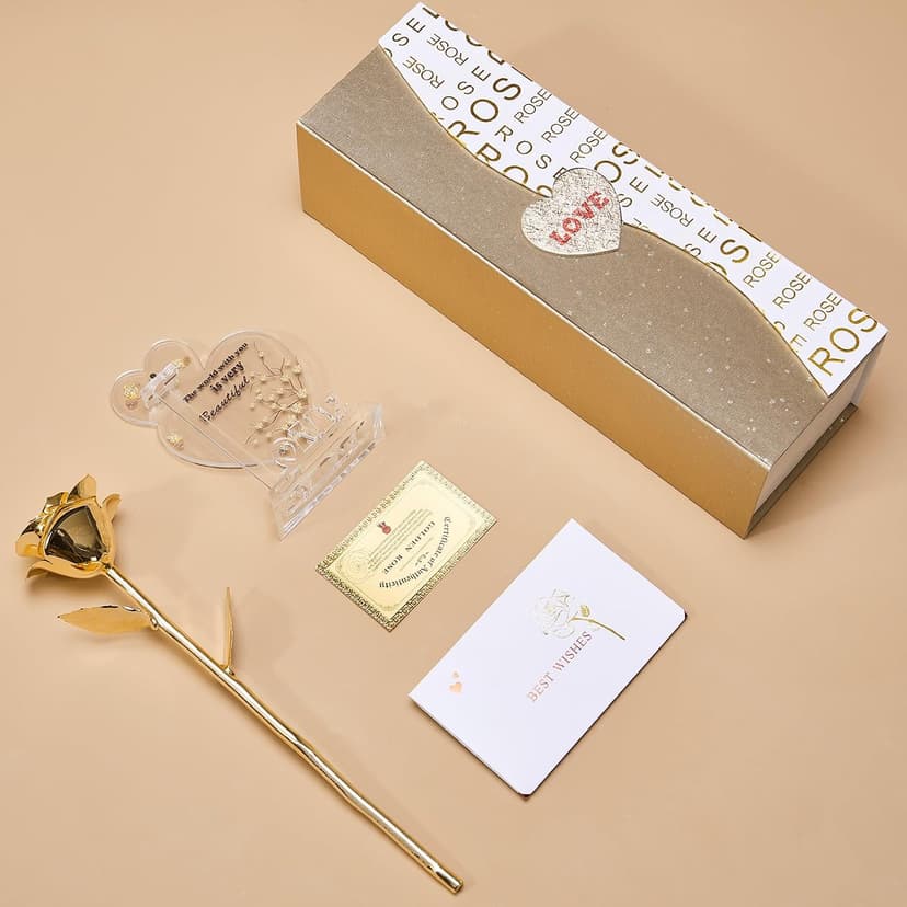 Mikasol Gold Dipped Real 24K Gold Rose, 1 Pack Infinity Flower Decor Hand Dipped in 24K Romantic Rose Gifts for Women in Her Wife Girlfriend Birthday Anniversary Valentines Mothers Day Christmas B0CC5R3S9V