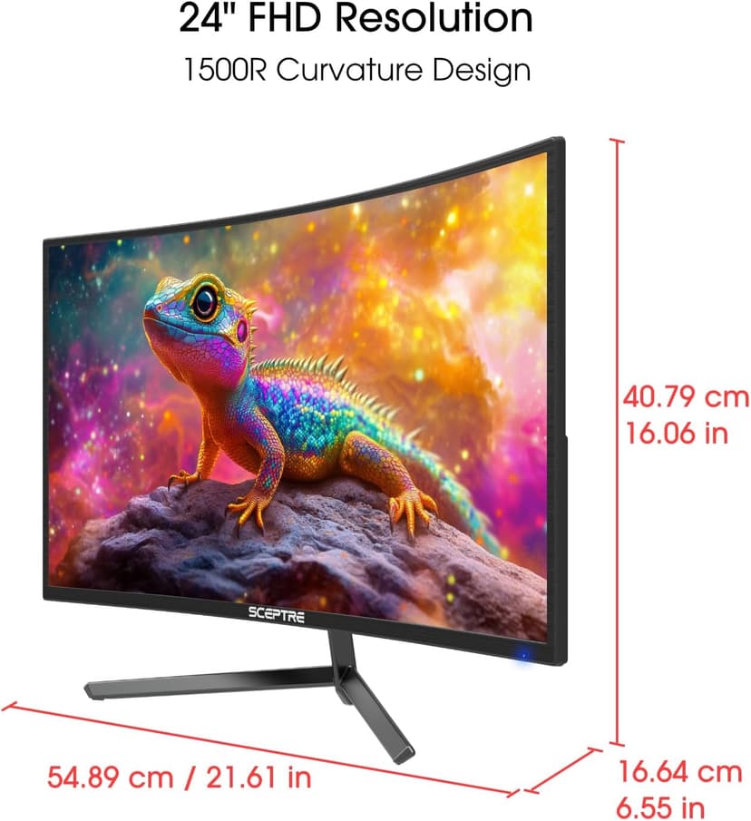 Sceptre New 24-inch Curved Gaming Monitor 1080p up to 180+Hz DisplayPort HDMI 100% sRGB, AMD FreeSync Build-in Speakers Machine Black 2026 (C248B-FWT168 Series)