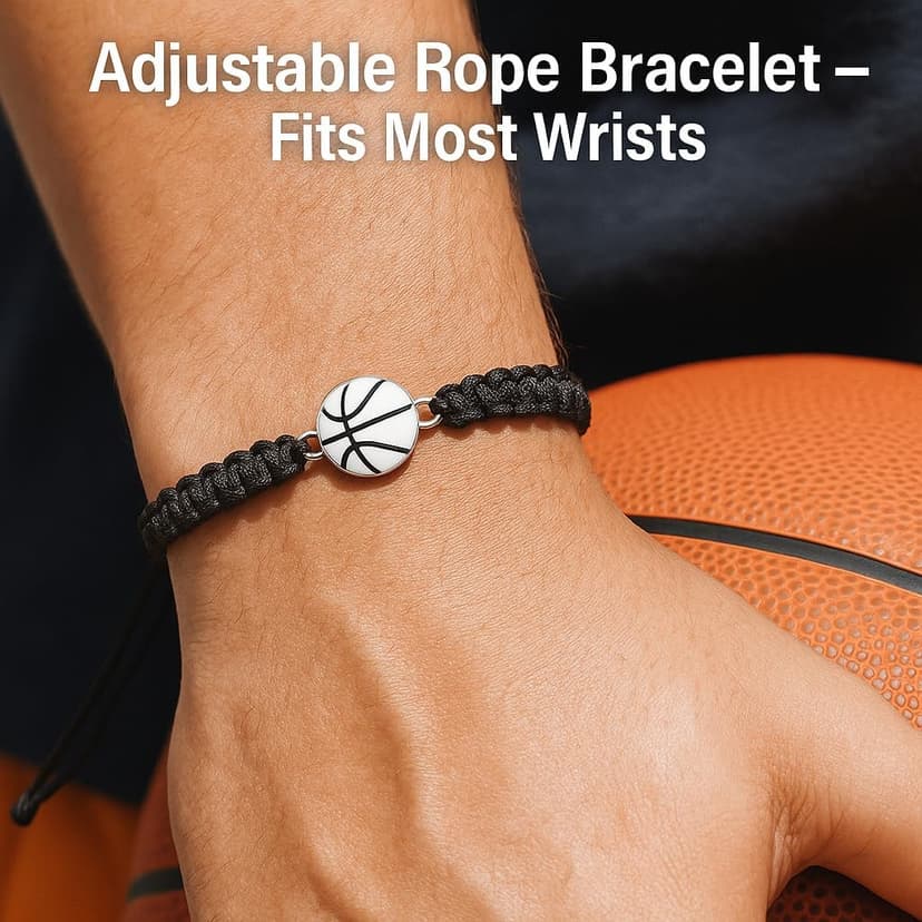 Sportybella Unisex Basketball Charm Bracelet - Adjustable Friendship Bracelet With Basketball Charm