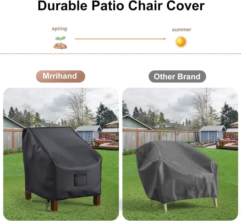 Patio Chair Covers Waterproof, Mrrihand Lounge Deep Seat Cover, Heavy Duty Outdoor Lawn Patio Furniture Covers (29" W x 30" D x 36" H - 2 Pack)
