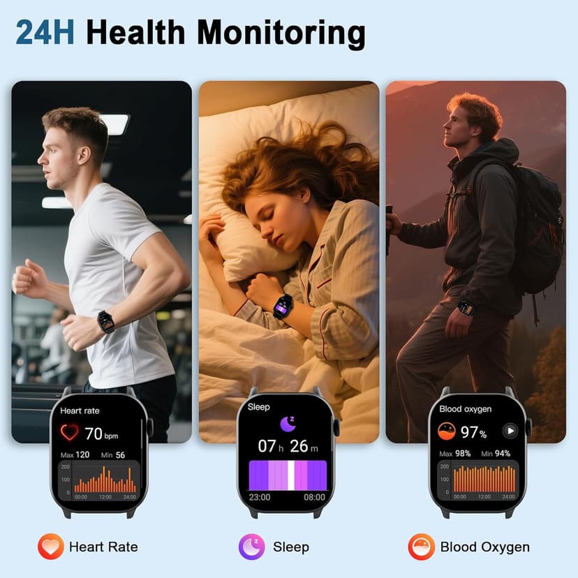 Smart Watch for Men Women(Answer/Make Calls), 1.95"HD 2025 New Smartwatches with Heart Rate/Sleep Monitor/Pedometer, Fitness Tracker 113+ Sport Mode IP68 Waterproof Running Watch for Android iOS