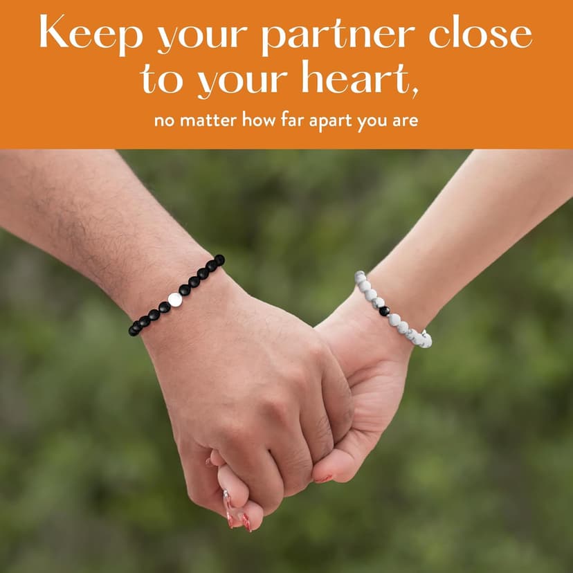 Lucky Feather Relationship matching couples bracelets | matching bracelets couples gifts for Boyfriend Girlfriend Husband Wife | Unique, birthday gift, anniversary for women | 2 pack