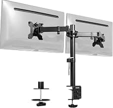 VIVO Dual Monitor Desk Mount, Holds 2 Computer Screens up to 30 inches and 22lbs Each, Heavy Duty Fully Adjustable Steel Stand with C-Clamp and Grommet, Black, STAND-V002