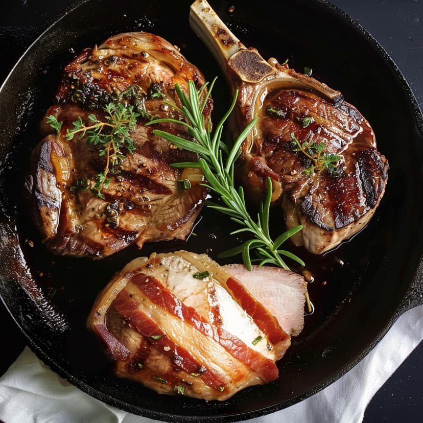 Grumpy Butcher Box Meat Food Gifts – Includes 2 Top Sirloin Steaks (6 oz), 2 Duroc Bone-In Pork Steaks (14 oz) & 2 Large Fully-Cooked Chicken Breasts – Lean Steak & Premium Meat Gift Box