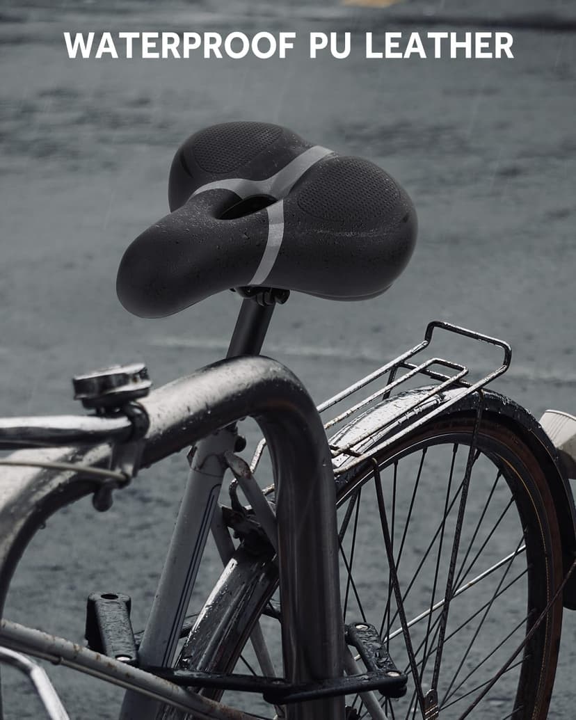 Bicycle Seat Replacement, Bike Seat for Men and Women, Comfort Wide Bike Saddle Memory Foam Padded Soft Bike Seat Cushion Compatible with Peloton, Mountain, City Bikes, Indoor Exercise Bikes