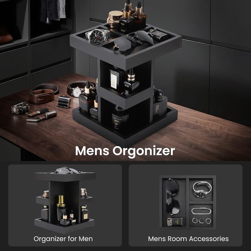 Wooden,Rotating,Perfume Organizer,Anniversary Idea for Husband,Mens Organizer,for Boyfriend,Brother,Dad Birthday Gift for Him EXIN DECHEN Cologne Organizer for Men,Cologne Stand,Birthday Gifts for Men B0F18ZM7JL