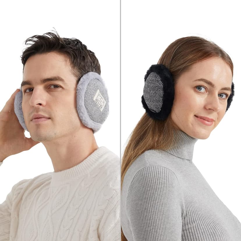 Surblue Unisex Foldable Ear Earmuffs Behind-the-Head Fur Winter Outdoor Ear Warmers