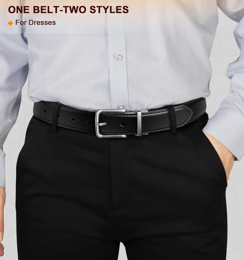BULLIANT Men's Belt,Reversible Belt Adjustable For Gift Men 1.25”-Cut For Fit-2 Sides in 1 Belt(Not 2)