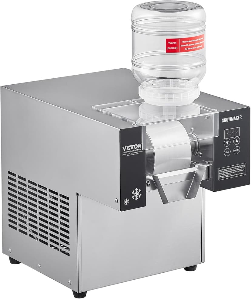 VEVOR Commercial Snowflake Ice Machine, 176.4LBS/24H Snowflake Ice Maker, Stainless Steel Ice Shaver Machine, Electric Snow Cone Maker, Air Cooling System for Rapid Heat Dissipation, for Bakery, Café
