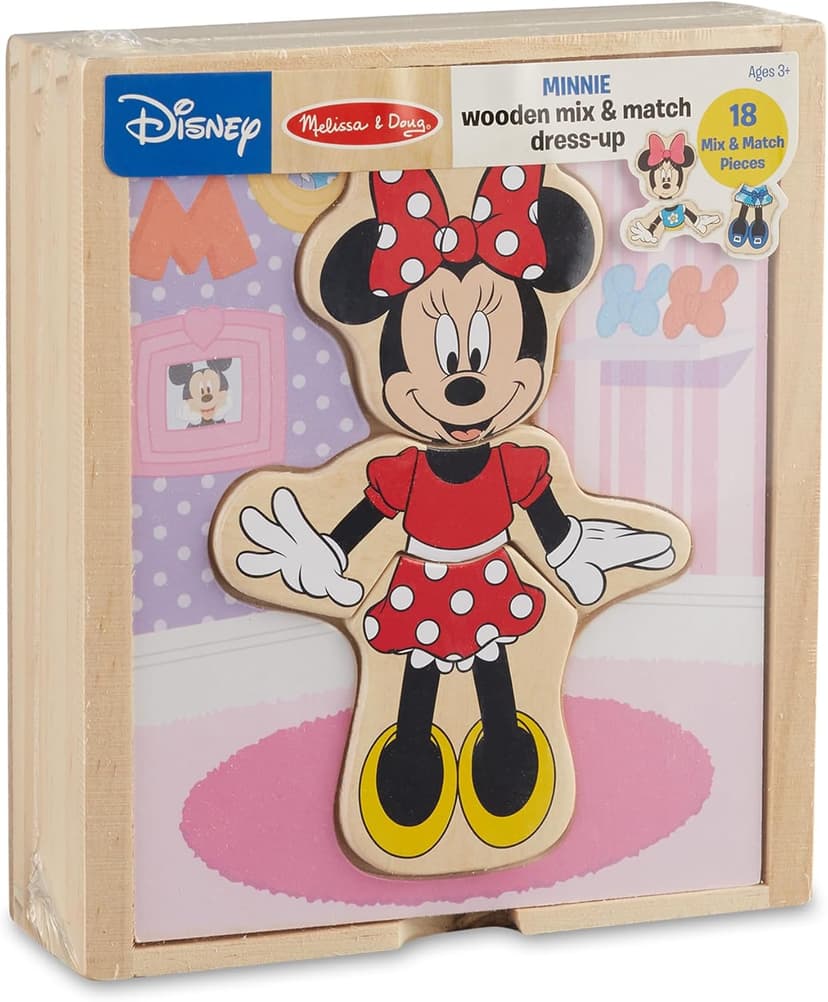 Melissa & Doug Disney Minnie Mouse Dress-Up Puzzle, 18 Pieces Mix and Match Outfits, Sorting & Matching Toy with Storage Case, Educational Puzzle for Toddlers Ages 3+