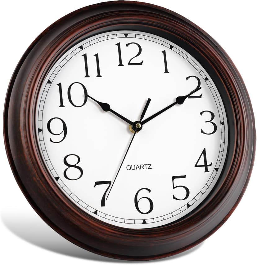 KECYET Wall Clock 10 Inch Battery Operated Silent Non-Ticking Wall Clock Vintage Retro Rustic Style Decorative for Bedroom Living Room Kitchen Home Office (Bronze)
