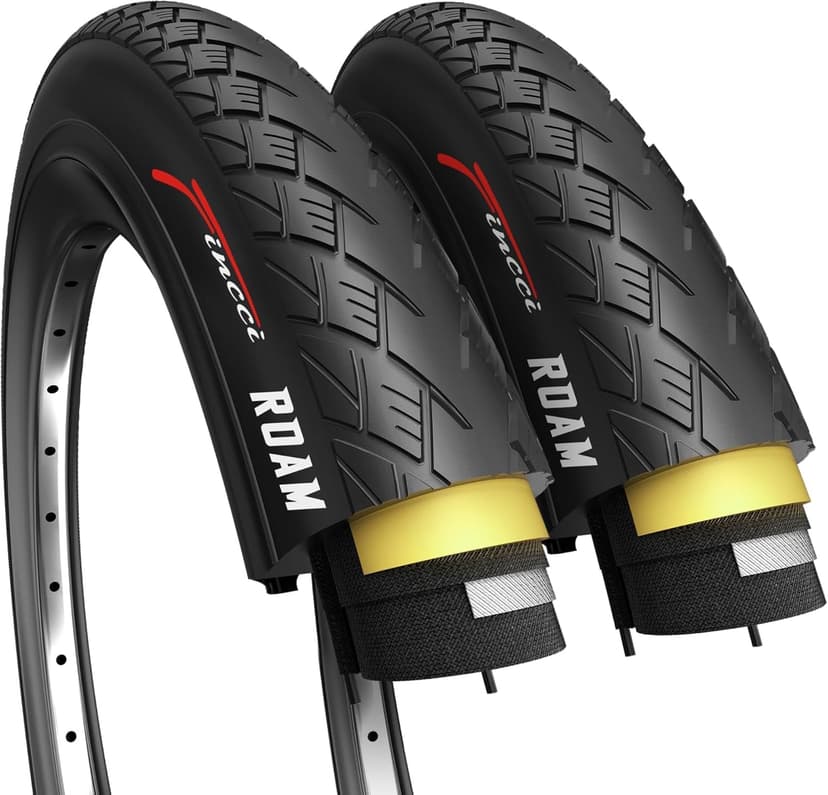 Fincci Pair 700x35c Tire Foldable 37-622 with 1mm Antipuncture Protection for Cycle Road Mountain MTB Hybrid Touring Electric Bike Bicycle with 700 x 35c Tires - Pack of 2