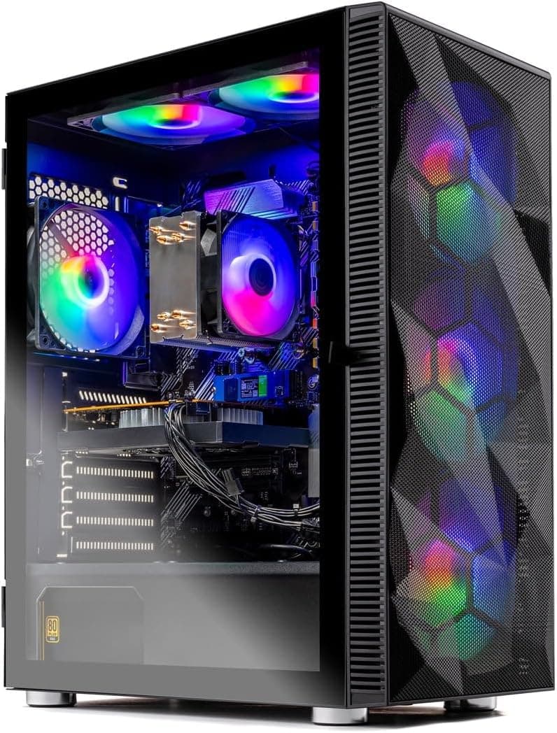 Skytech Gaming Storm Gaming PC, AMD Ryzen 5 5500 3.6GHz, NVIDIA RTX 5050 8GB, 1TB NVMe SSD, 32GB DDR4 RAM 3200, 650W Gold PSU, Wi-Fi, Win 11, Desktop