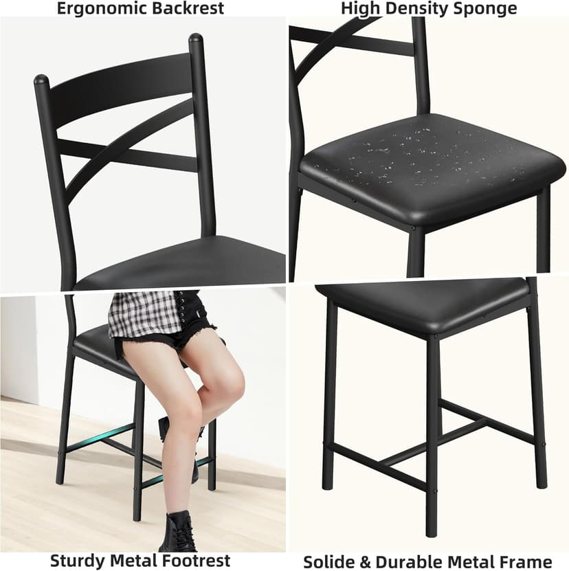 IDEALHOUSE 26 Inch Bar Stools Set of 4, Upholstered Bar Chairs with Back, Thick Cushion, Counter Height Barstools for Kitchen Island Apartment Counter Bar (4)