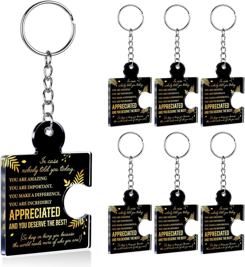 Gift Set for Employee, Staff, Teachers, Teamwork Puzzle Piece Keyring, Acrylic Team Appreciation Gifts Bulk Thank You Keychains for Coworkers B0FD9YB7K3