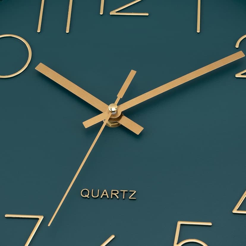 Lumuasky Wall Clock,Battery Operated Modern Analog Silent Non-Ticking Decorative Emerald Clock for School Office Classroom Bedroom Kitchen Living Room Nursery Decor (12 inch)