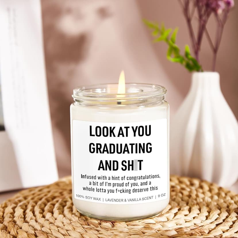Funny Grad Candle, 2025 Graduation Gifts for Her, Him - College, High School, Masters Degree, Phd, Nursing & Nurse Graduation Gifts for Women, Men - 9 oz