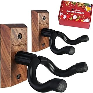 Guitar Wall Mount 2 Pack, Black Walnut Wood Guitar Hanger, U-Shaped Guitar Wall Hanger Mount, Guitar Holder Hook Stand Wall for Acoustic, Electric Guitar, Banjo, Bass, for Guitar Player Men Boy