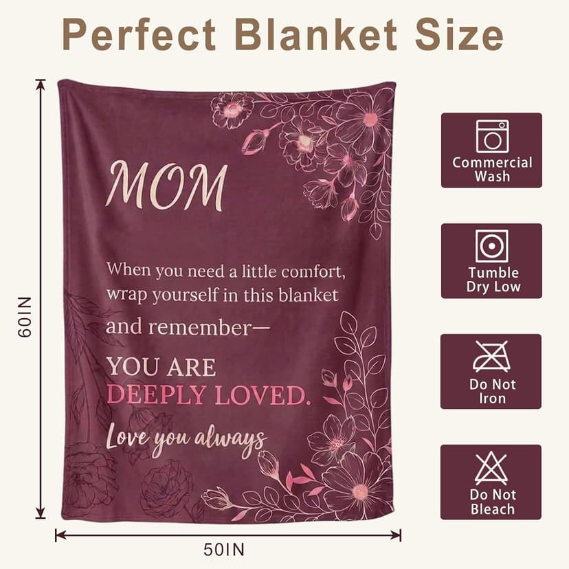 Fun Gifts for Mom on Birthday Mother's Day,Flannel Material ,Suitable for naps and rest,Size:60 x 50 in,Mom Stocking Stuffers Mom Flannel Blanket,Gifts for Mom from Daughter Son on Christmas B0HFN8TCLZ